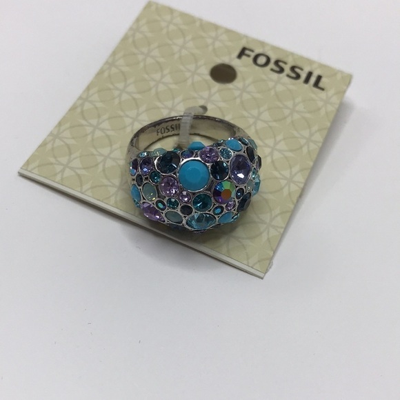 2/$25 FOSSIL Silver Combo Ring Size 8 - Picture 1 of 5